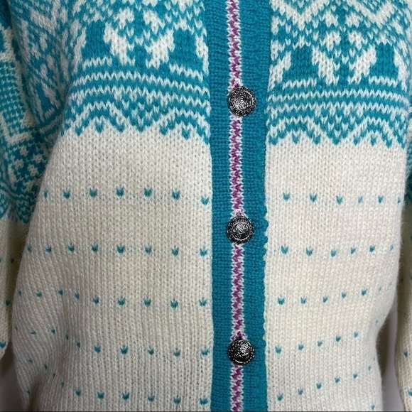 Vintage ALPS Fair Isle Wool button down sweater dead stock medium - Picture 3 of 9